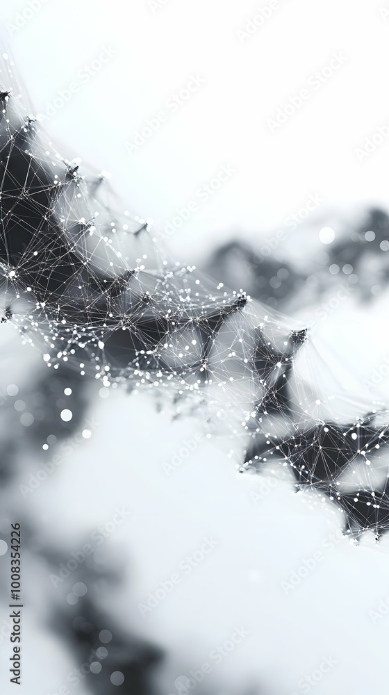 Poster abstract background with network connections and bokeh