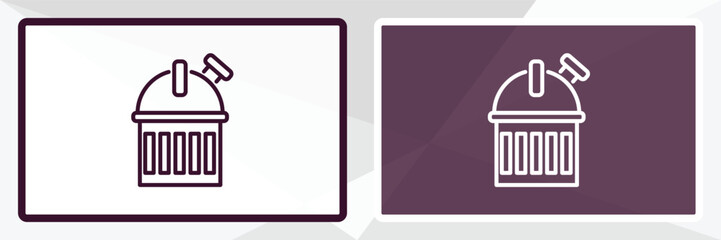 planetarium outline icon. Linear vector from astronomy concept. Thin line white and black planetarium icon isolated on white and dark background