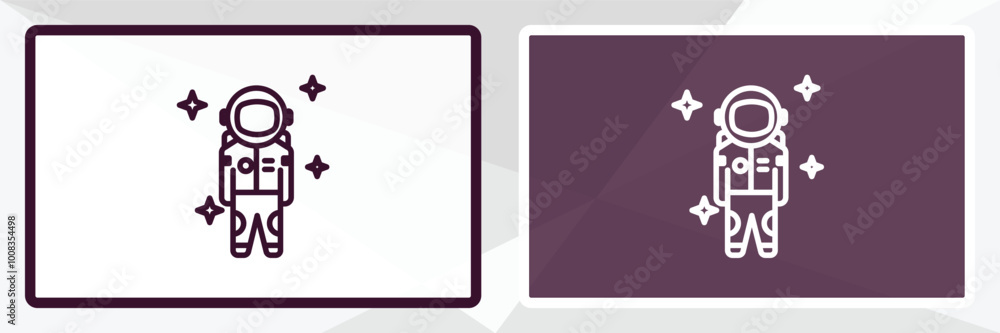 Poster spaceman outline icon. linear vector from astronomy concept. thin line white and black spaceman icon