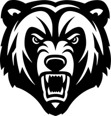 Angry bear head. Grizzly Bear Mascot Head. Design element for logo, label, sign, badge.