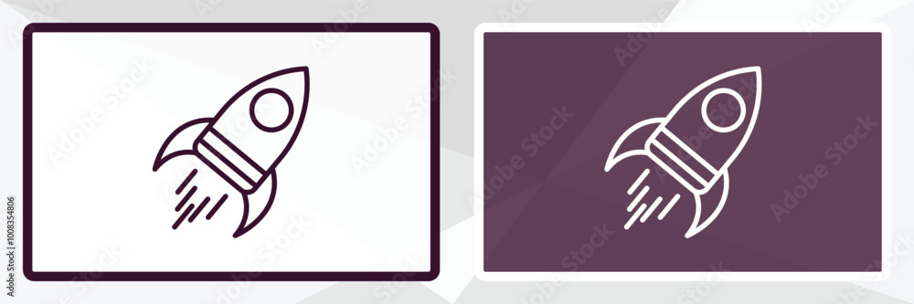 Poster rocket start outline icon. linear vector from astronomy concept. thin line white and black rocket st