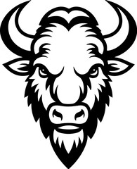 Illustration of wild bison. Design element for logo, label, sign. Vector illustration