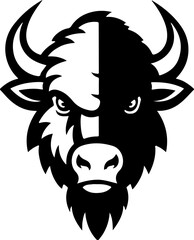 Illustration of wild bison. Design element for logo, label, sign. Vector illustration
