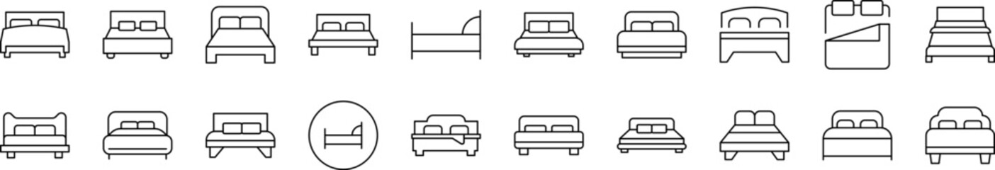 Bed Bundle of Thin Icons. Editable Stroke. Suitable for Web Sites, Books, Cards, Apps