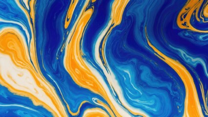 Orange and gold marble abstract background texture. Indigo ocean blue marbling natural luxury style