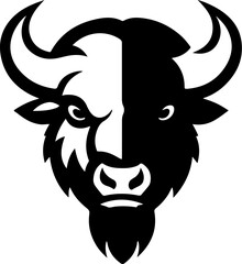 Illustration of wild bison. Design element for logo, label, sign. Vector illustration