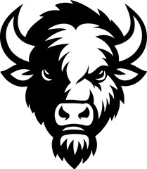 Illustration of wild bison. Design element for logo, label, sign. Vector illustration