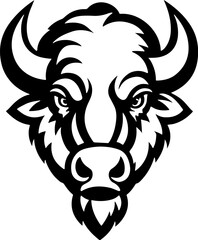 Illustration of wild bison. Design element for logo, label, sign. Vector illustration