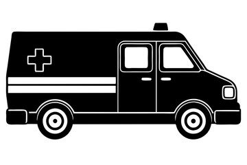 ambulance black silhouette icon, ambulance vector illustration 
,