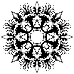 Circle ornament frame black and white. vector illustration