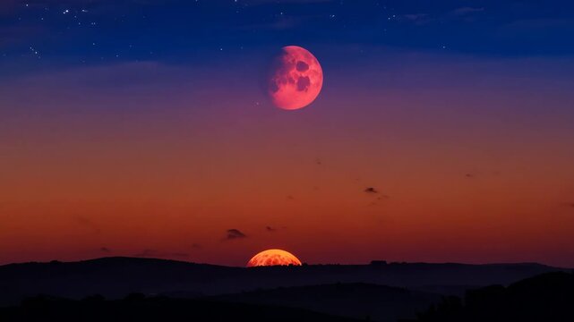 The 2020 Super Blood Moon Photography Captured at Sunset on November 30th