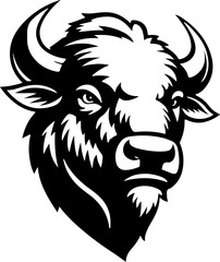 Illustration of wild bison. Design element for logo, label, sign. Vector illustration