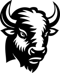 Illustration of wild bison. Design element for logo, label, sign. Vector illustration