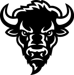 Illustration of wild bison. Design element for logo, label, sign. Vector illustration