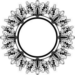 Circle ornament frame black and white. vector illustration
