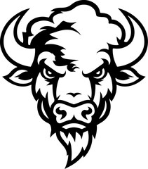 Illustration of wild bison. Design element for logo, label, sign. Vector illustration