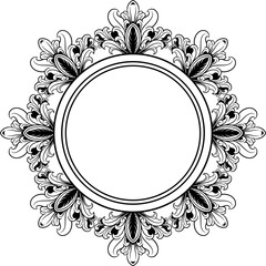 Circle ornament frame black and white. vector illustration