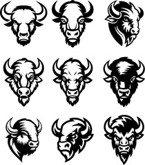 Illustration of wild bison. Design element for logo, label, sign. Vector illustration