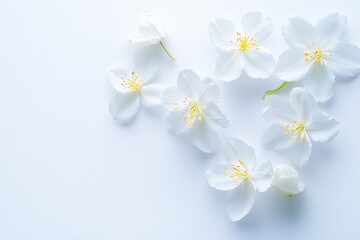 Serene white cherry blossoms on light blue background