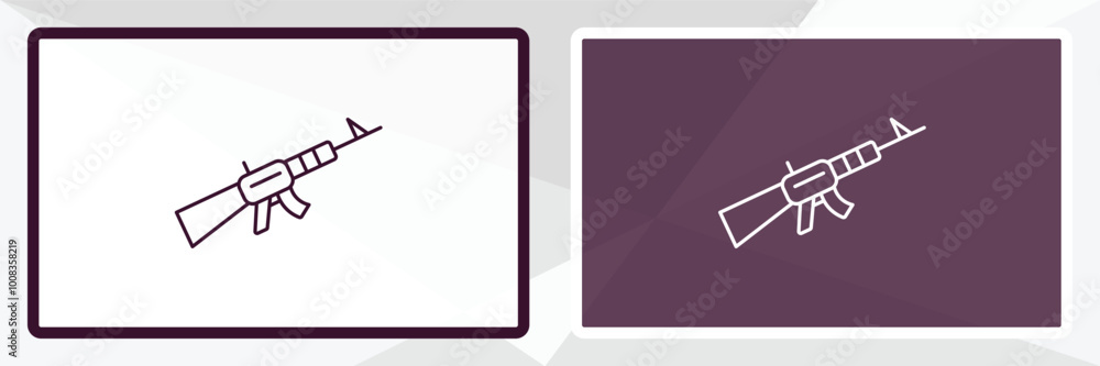 Poster automatic gun outline icon. linear vector from army and milatry concept. thin line white and black a
