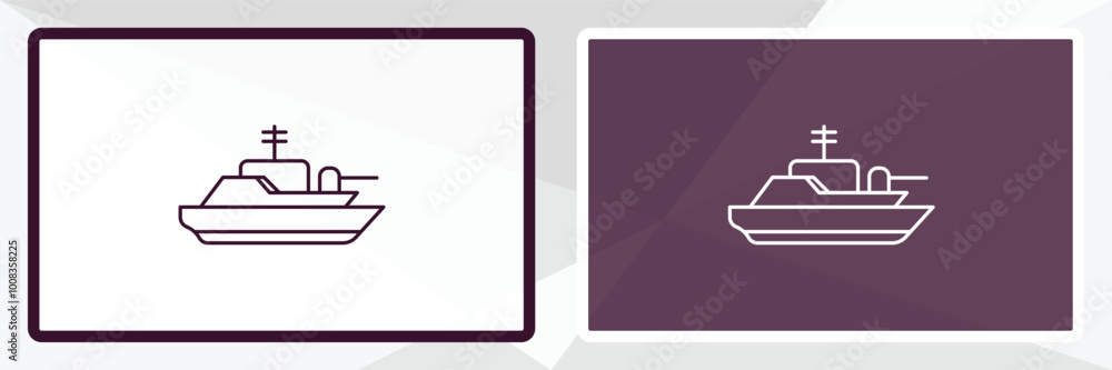 Aufkleber army boat outline icon. linear vector from army and milatry concept. thin line white and black army 