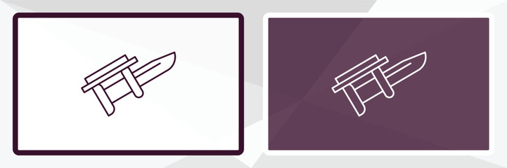 bayonet on rifle outline icon. Linear vector from army and milatry concept. Thin line white and black bayonet on rifle icon isolated on white and dark background