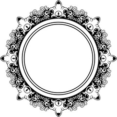 Circle ornament frame black and white. vector illustration