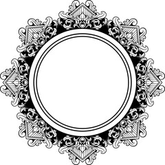 Circle ornament frame black and white. vector illustration