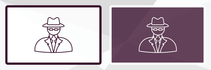 secret agent outline icon. Linear vector from army and milatry concept. Thin line white and black secret agent icon isolated on white and dark background