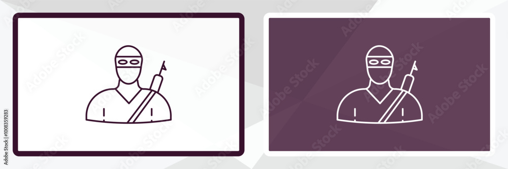 Poster guerrilla outline icon. linear vector from army and milatry concept. thin line white and black guerr