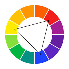 Pie chart with arrow. Color palette guide. Rainbow color wheel. Color wheel vector. Illustration of printing color wheel with twelve colors in gradations. Gradation of colors Theory in the circle.