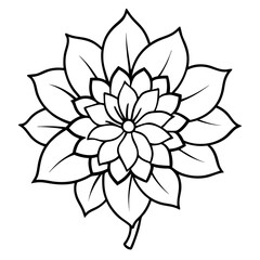 Detailed Vector Illustration of Zinnia in Profile View Emphasizing Petal Texture





