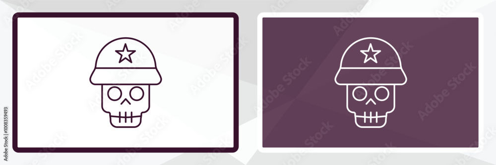Aufkleber skull army outline icon. linear vector from army and milatry concept. thin line white and black skul
