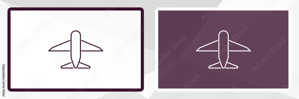 Poster plane outline icon. linear vector from army and milatry concept. thin line white and black plane ico