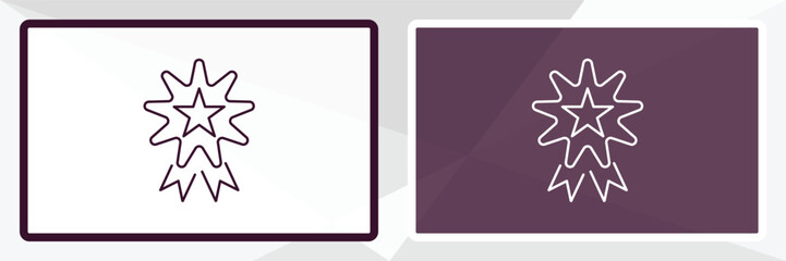 medal outline icon. Linear vector from army and milatry concept. Thin line white and black medal icon isolated on white and dark background