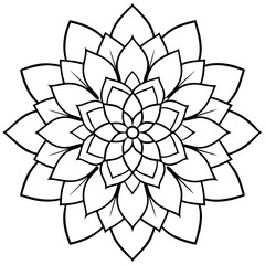 Detailed Symmetrical Chrysanthemum Mandala Vector Illustration for Art Projects
