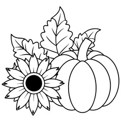 Beautiful Sunflower and Pumpkin Arrangement Vector Design for Seasonal Decor
