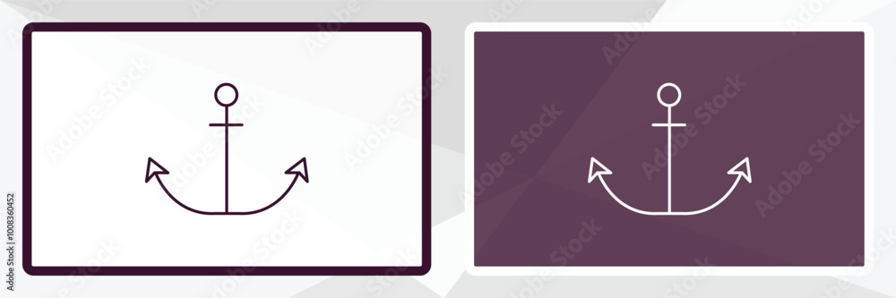 Poster anchor outline icon. linear vector from army and milatry concept. thin line white and black anchor i