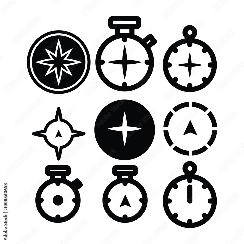 Poster compass icon or logo design isolated sign symbol vector illustration - high quality line style vecto