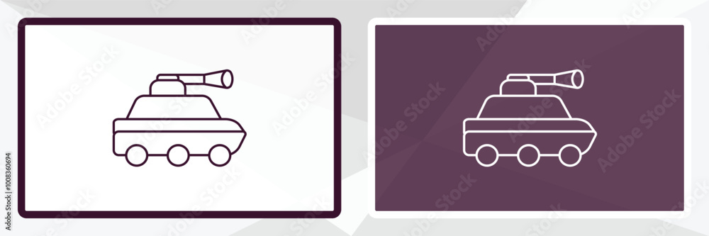 Poster armored vehicle outline icon. linear vector from army and milatry concept. thin line white and black