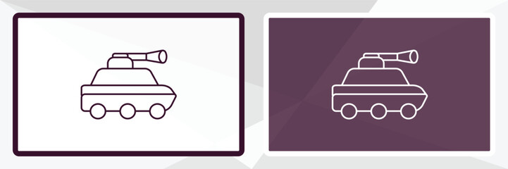 armored vehicle outline icon. Linear vector from army and milatry concept. Thin line white and black armored vehicle icon isolated on white and dark background