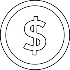 Isolated coin outline vector