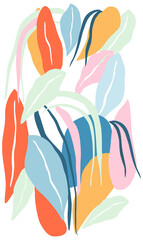 Abstract Leaves AOP White background