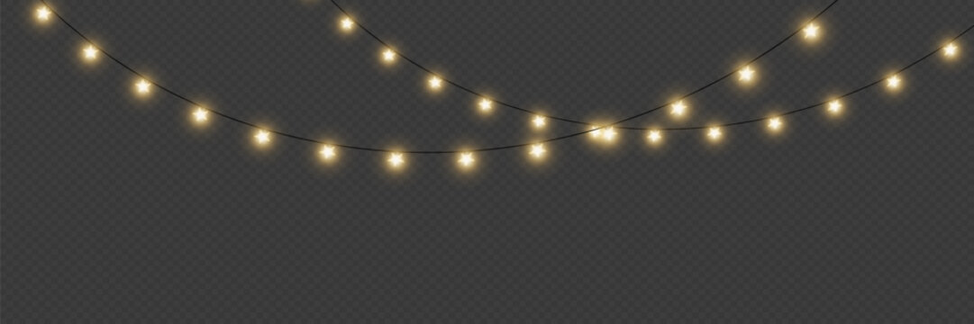 
Christmas lights lights. Glowing garland of light bulbs. On a transparent background.
