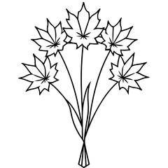 Vibrant Cornflower and Maple Leaf Bouquet Vector Illustration for Autumn Charm
