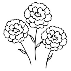 Enchanting Vector Illustration of Autumn Marigold Trio in a Fall Landscape
