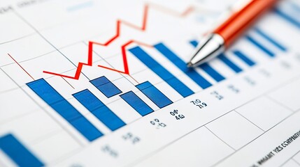 Business graph with fluctuating data trends.