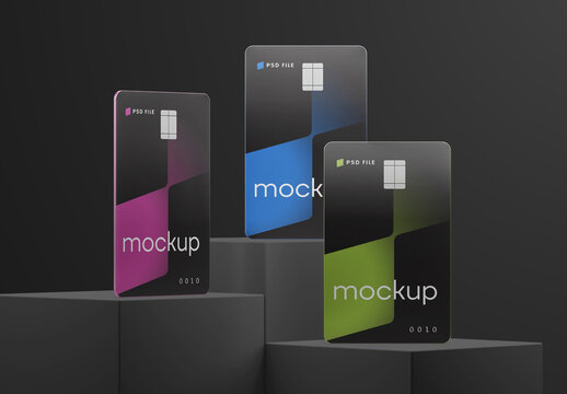Vertical Bank Cards Mockup for Design and Branding Projects