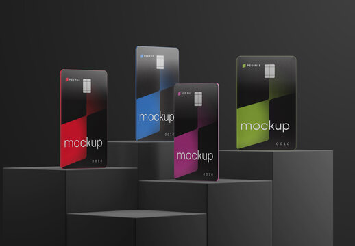 Vertical Bank Cards Mockup for Vehicle Branding and Fleet Design