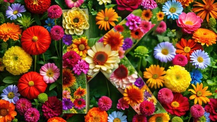 Fototapeta premium Beautiful Collection of Colorful Flowers That Start with the Letter K in a Natural Setting